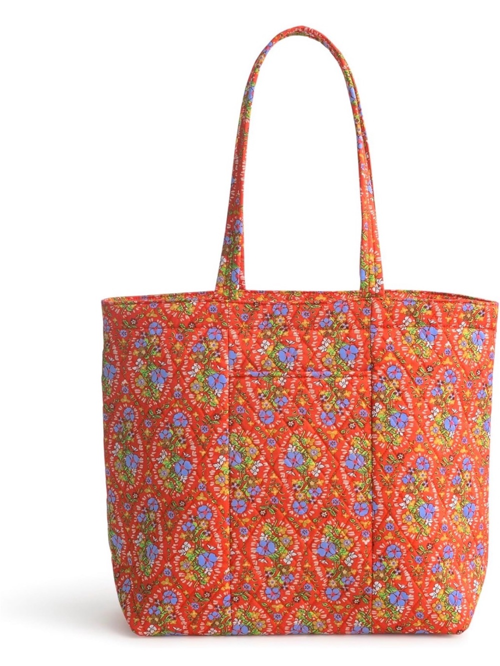 Vera Bradley Red Quilted Floral Tote with Blue and Green Accents